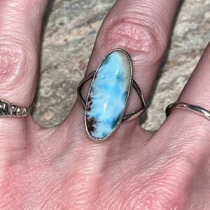 Vintage Sterling Silver And Genuine Larimar Stone Ring